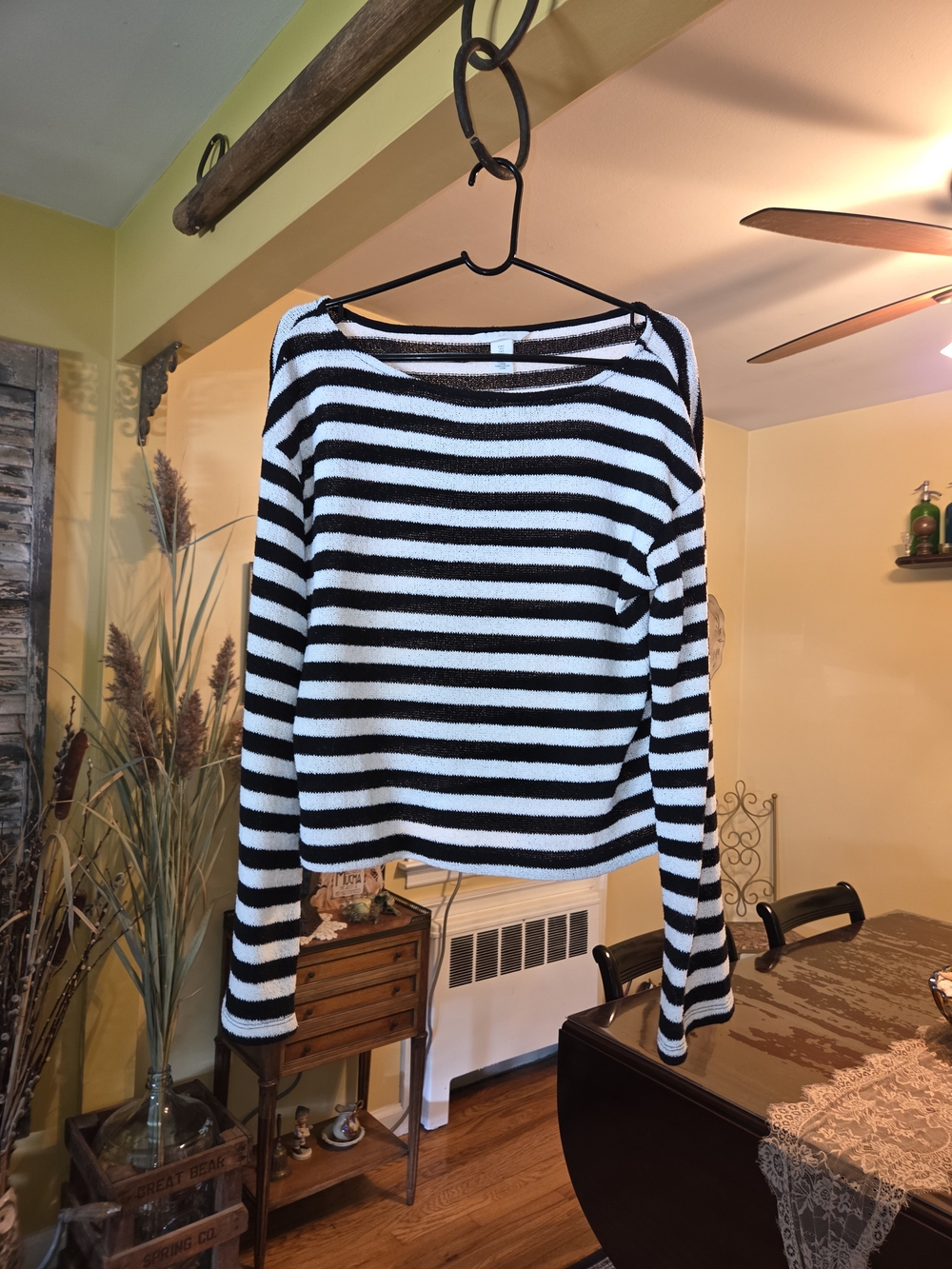 H&M Black and White Striped Knit Top
